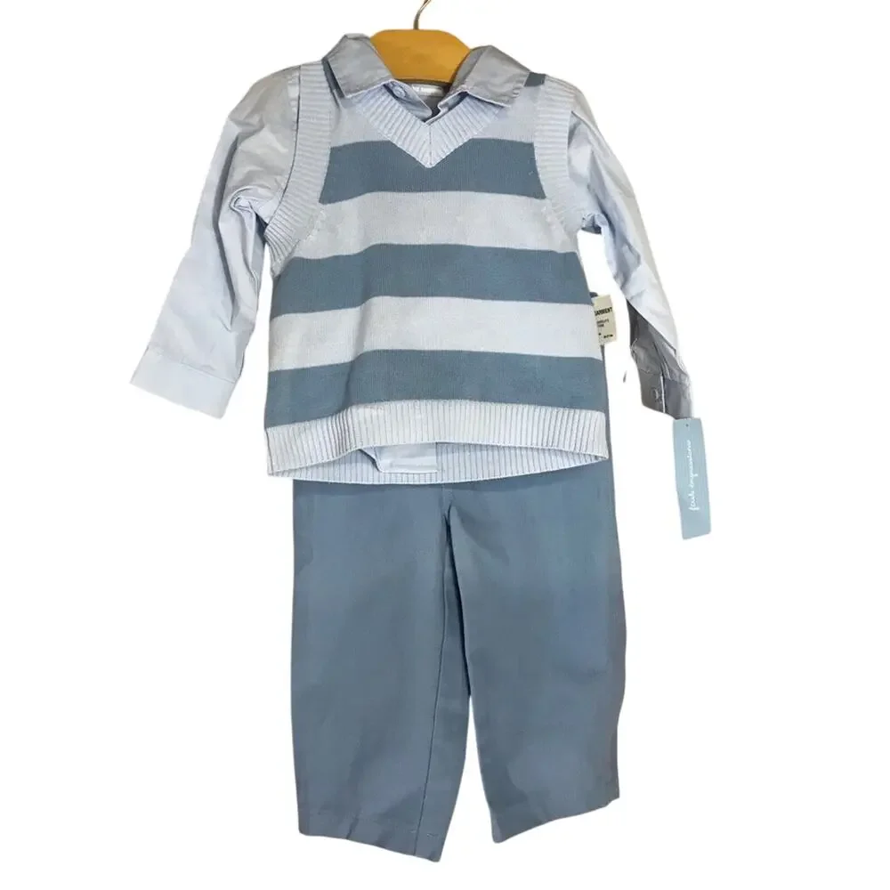 NWT First Impression blue 3-piece outfit boy 18 months baby toddler handsome